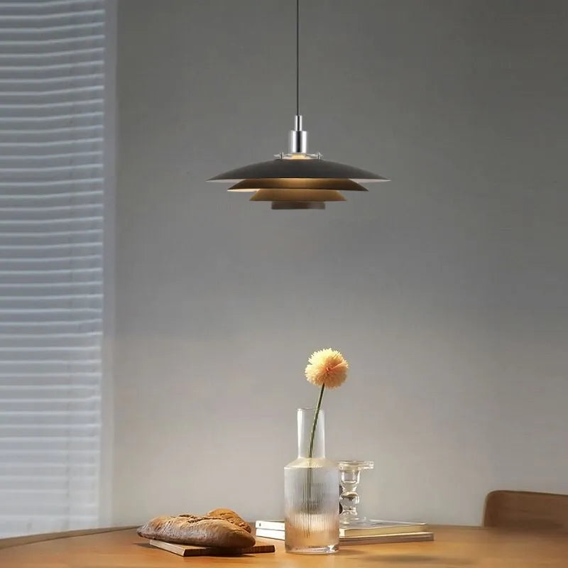 Arisha Contemporary Minimalist Frisbee Shaped Metal Pendant Light