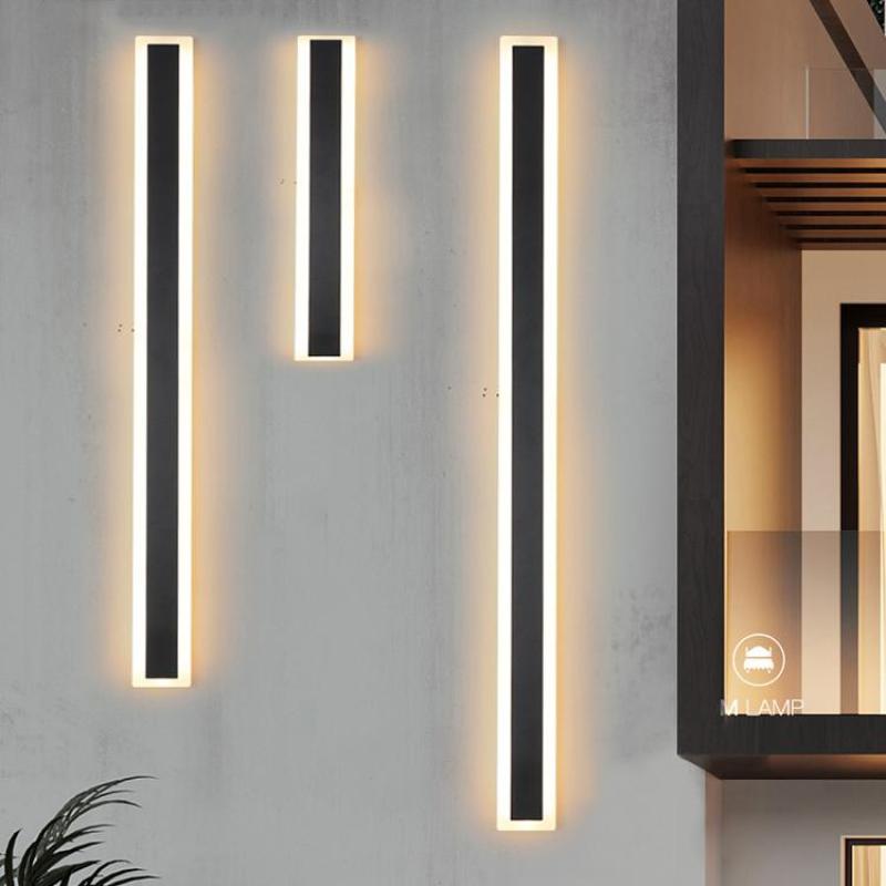 Ray Linear Metal LED Outdoor Wall Lamp, Black/White