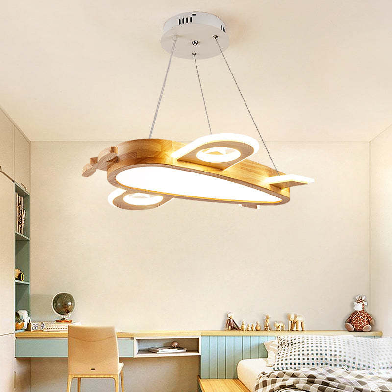 Arisha Modern Natural Creative DIY Children Airplane Shape Acrylic Pendant Light ,Wood