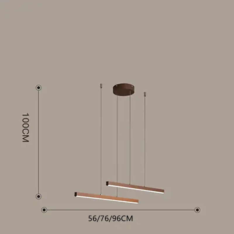 Arisha Modern Minimalist Double-Linear Metal Pendant Light, Brown