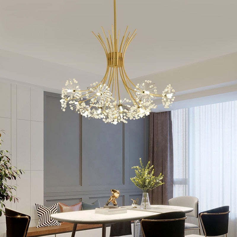 Arisha Modern Art Deco Crystal Sputnik Chandelier, Black/Gold