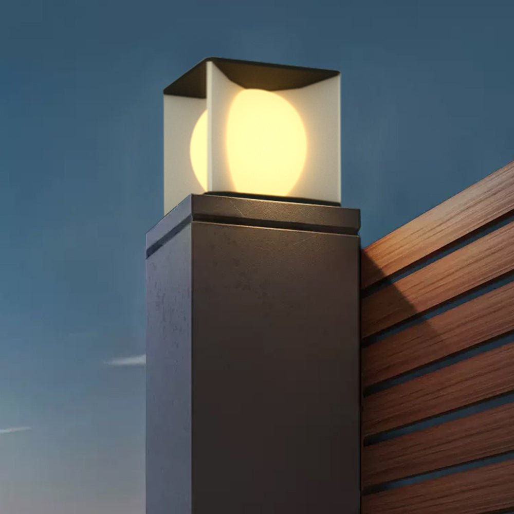 Ray Modern Moon Metal Outdoor Pier-Mount Pillar Light