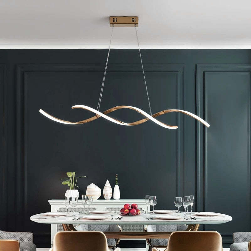 Arisha Modern Wavy Metal/Acrylic Pendant Light, Chrome/Gold