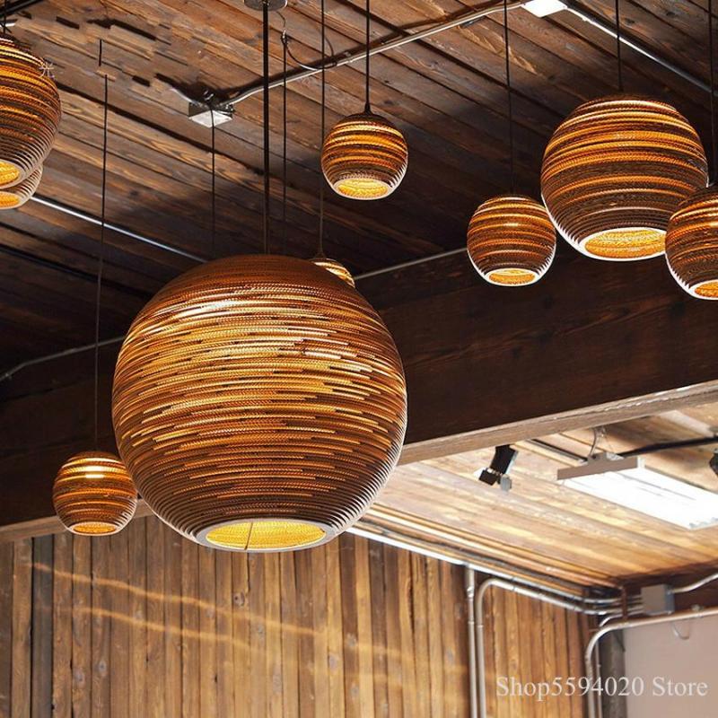 Muto Pastoral Silkworm Rustic Paper Pendant Light