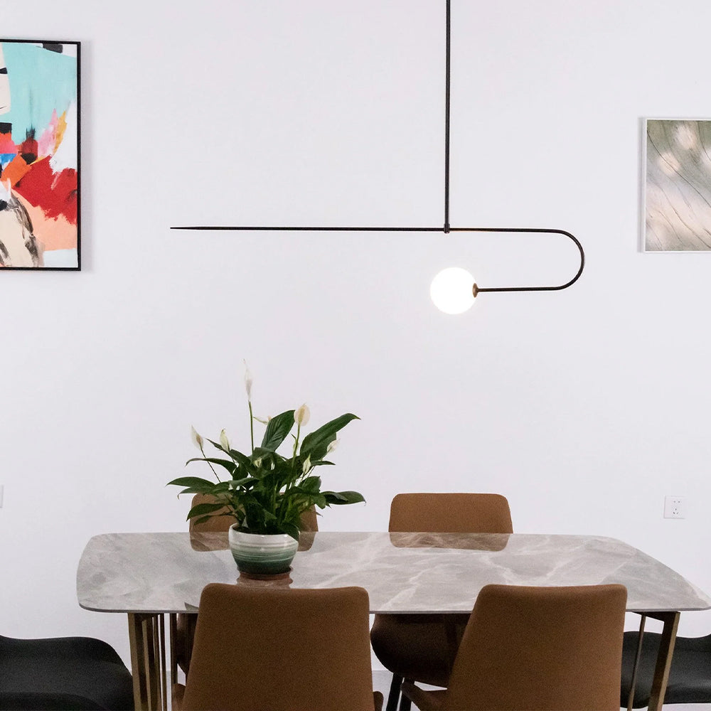 Arisha Minimalist Linear Mobile Pendant Light, Black