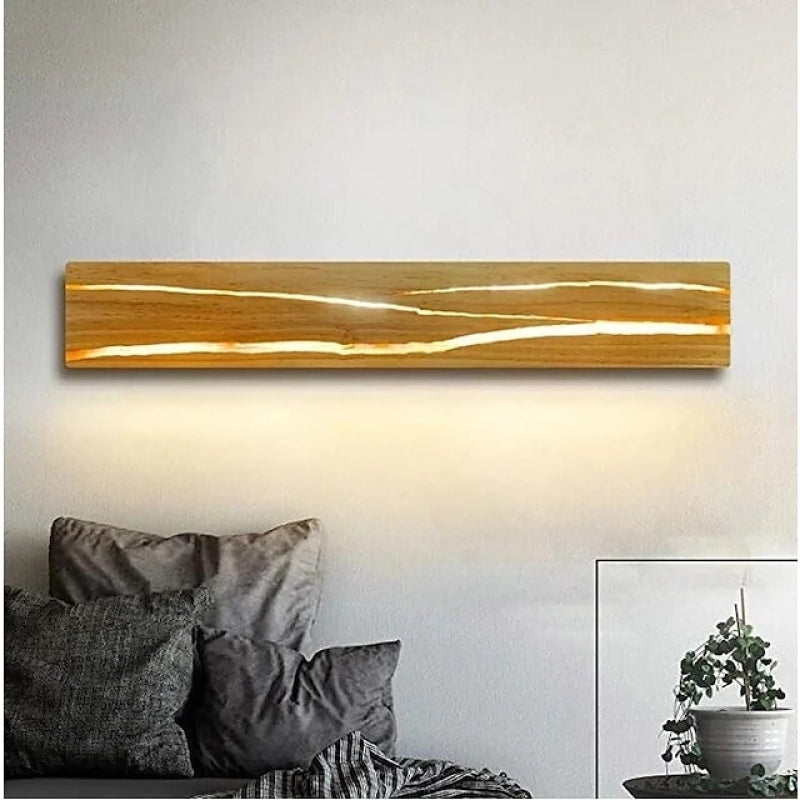 Muto Rotatable Crackle Nature Wood Board LED Wall Lamp