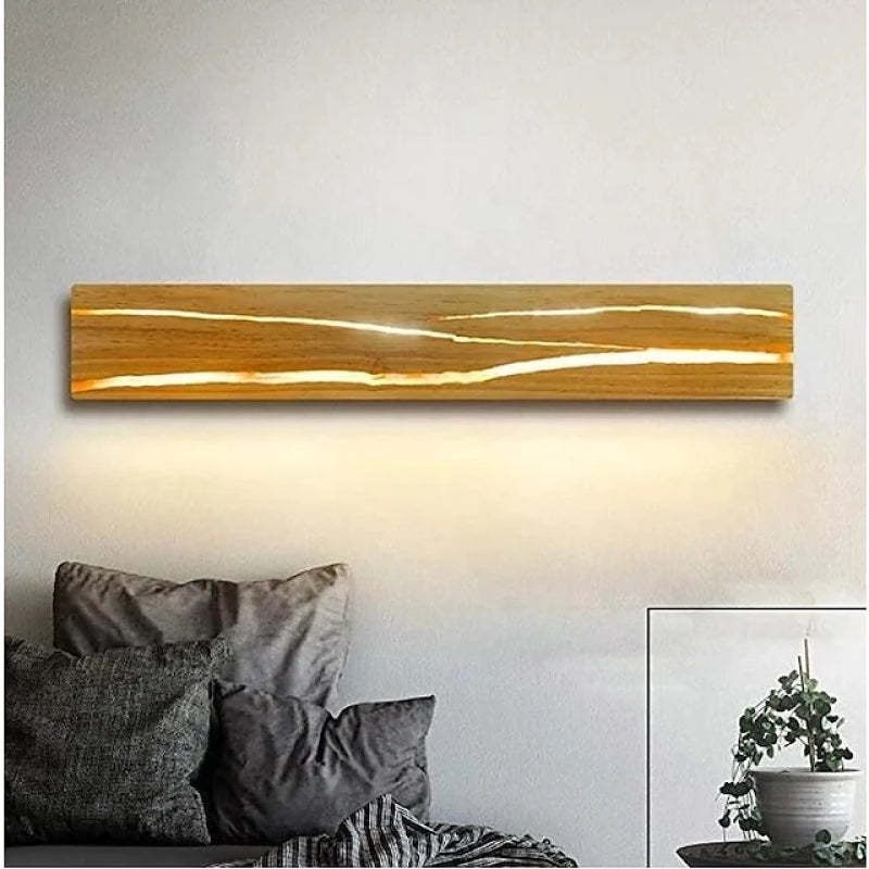 Muto Rotatable Crackle Nature Wood Board LED Wall Lamp