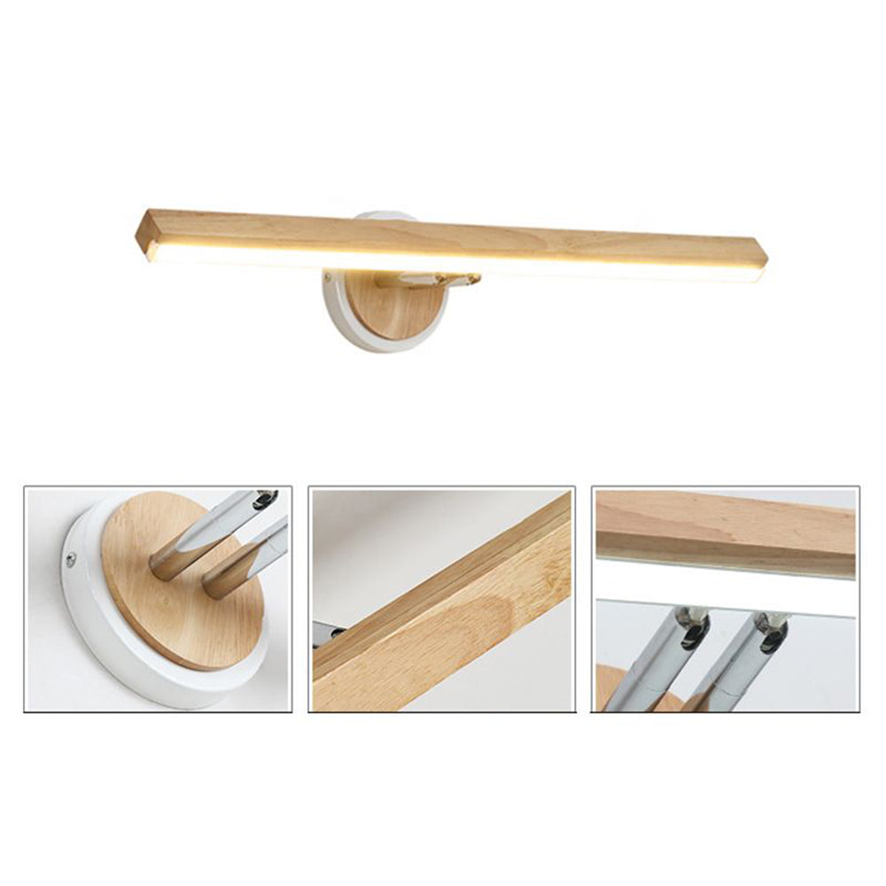 Muto Modern Linear Wooden Mirror Front Vanity Wall Lamp