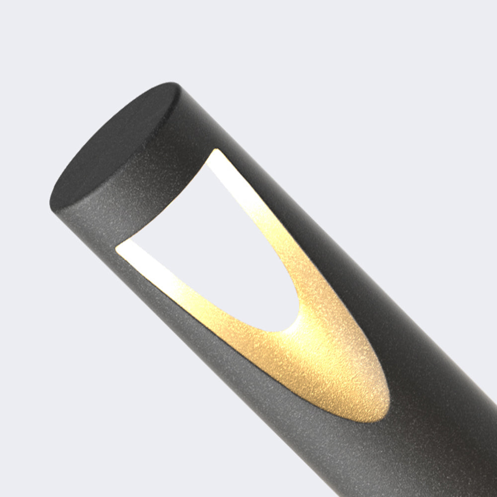 Ray Contemporary Metal Cylindrical Hollow Outdoor Path Light, Black