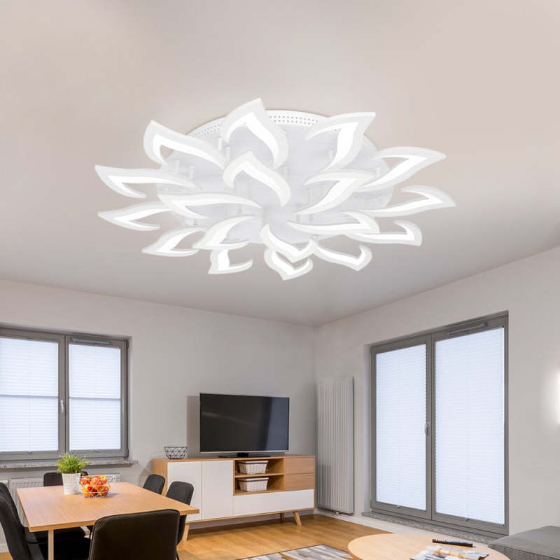 Arisha Elegant Flower Flush Mount Ceiling Light, White/Black