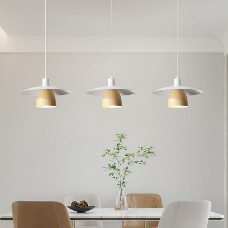 Valentina Modern LED Pendant Light White Wood Metal Bedroom
