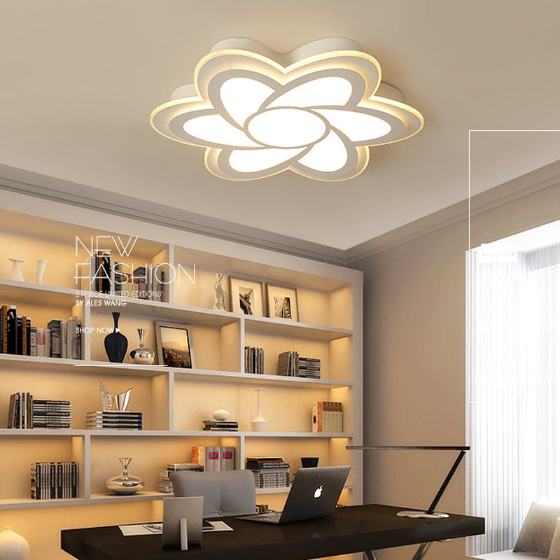 Arisha Modern White Flower Flush Mount Ceiling Light, Metal