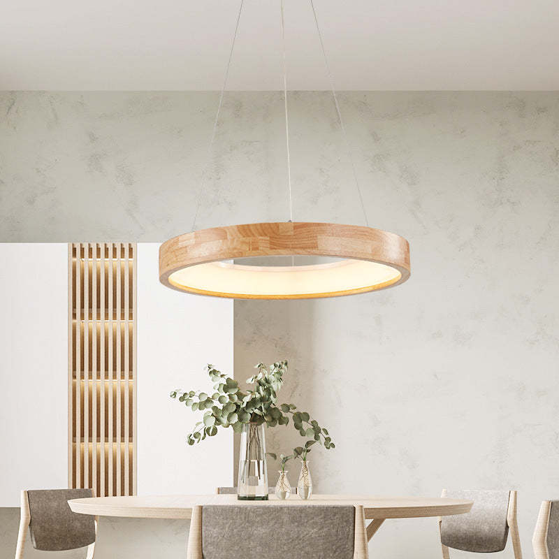 Muto Modern Ring Wood Pendant Light
