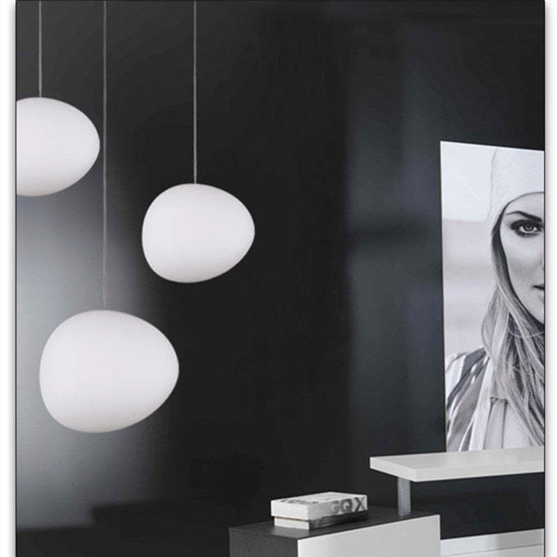 Valentina Sleek Minimalist Floating Egg-shaped Glass Pendant Light
