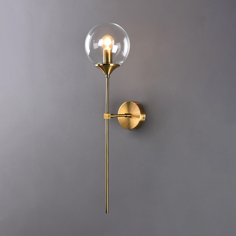 Valentina Modern Globe Metal/Glass Wall Lamp, Gray/Amber/Clear/White