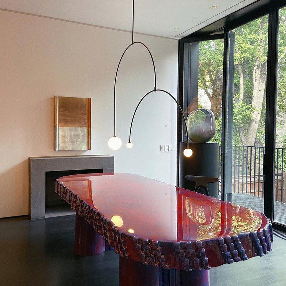 Arisha Minimalist Linear Mobile Pendant Light, Black