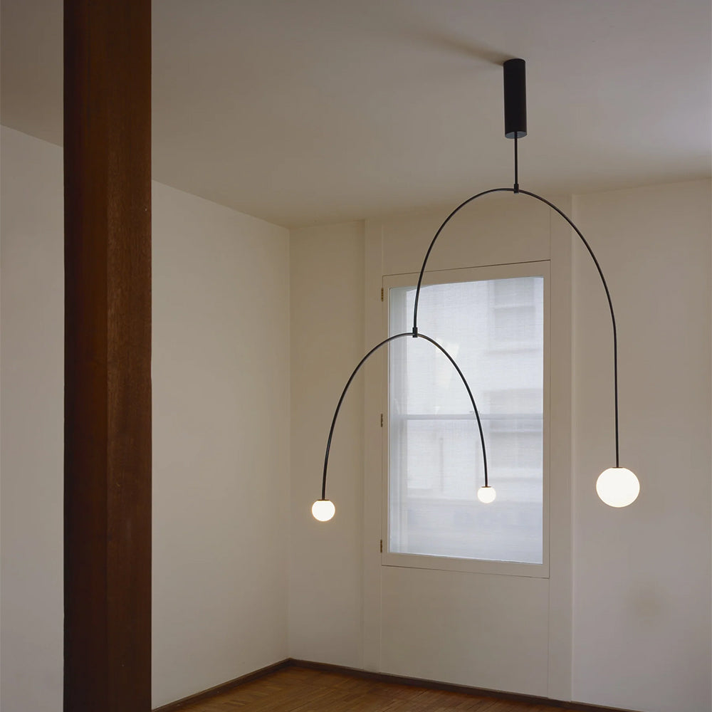Arisha Minimalist Linear Mobile Pendant Light, Black