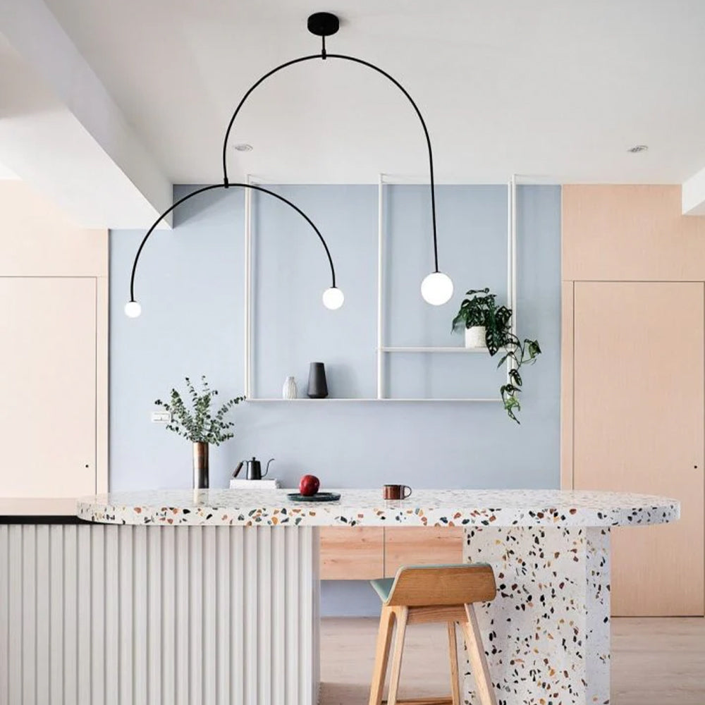 Arisha Minimalist Linear Mobile Pendant Light, Black