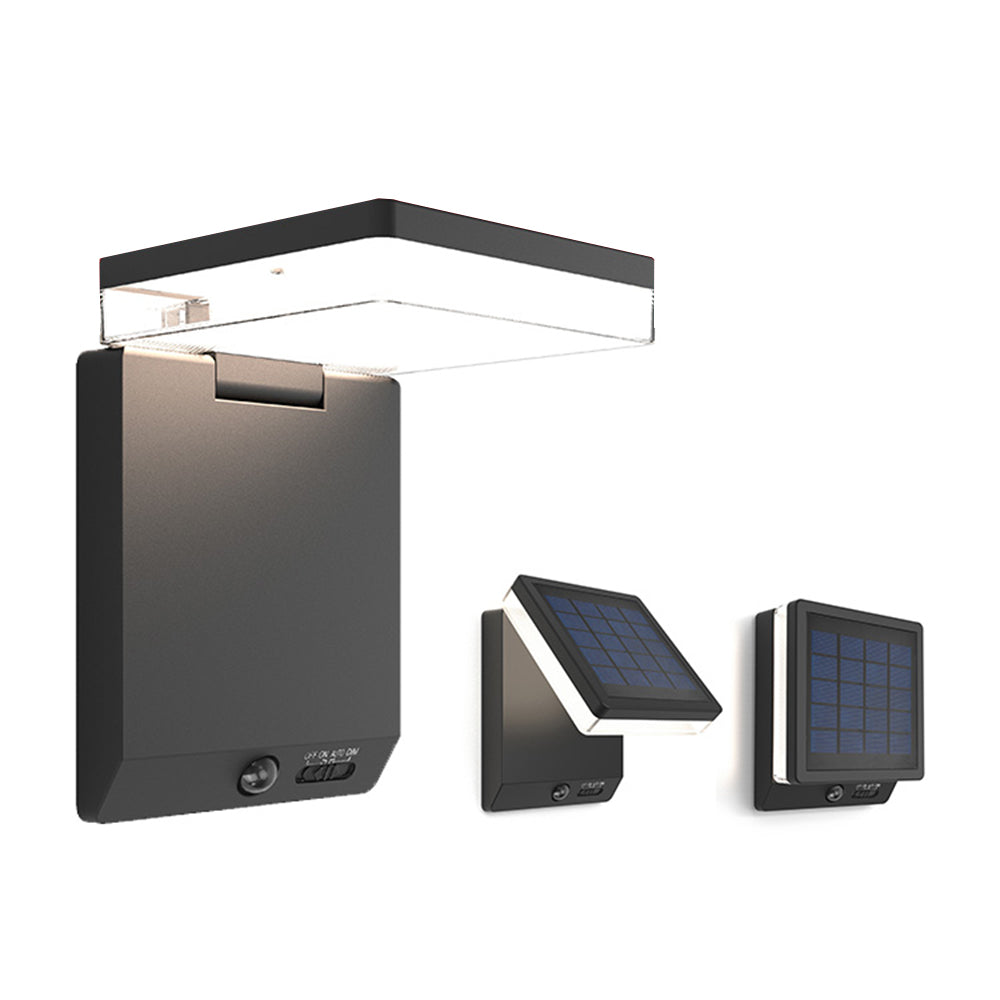 Ray Modern Minimalist Right-Angle Acrylic Sensor Solar Waterproof Outdoor Wall Lamp, Black