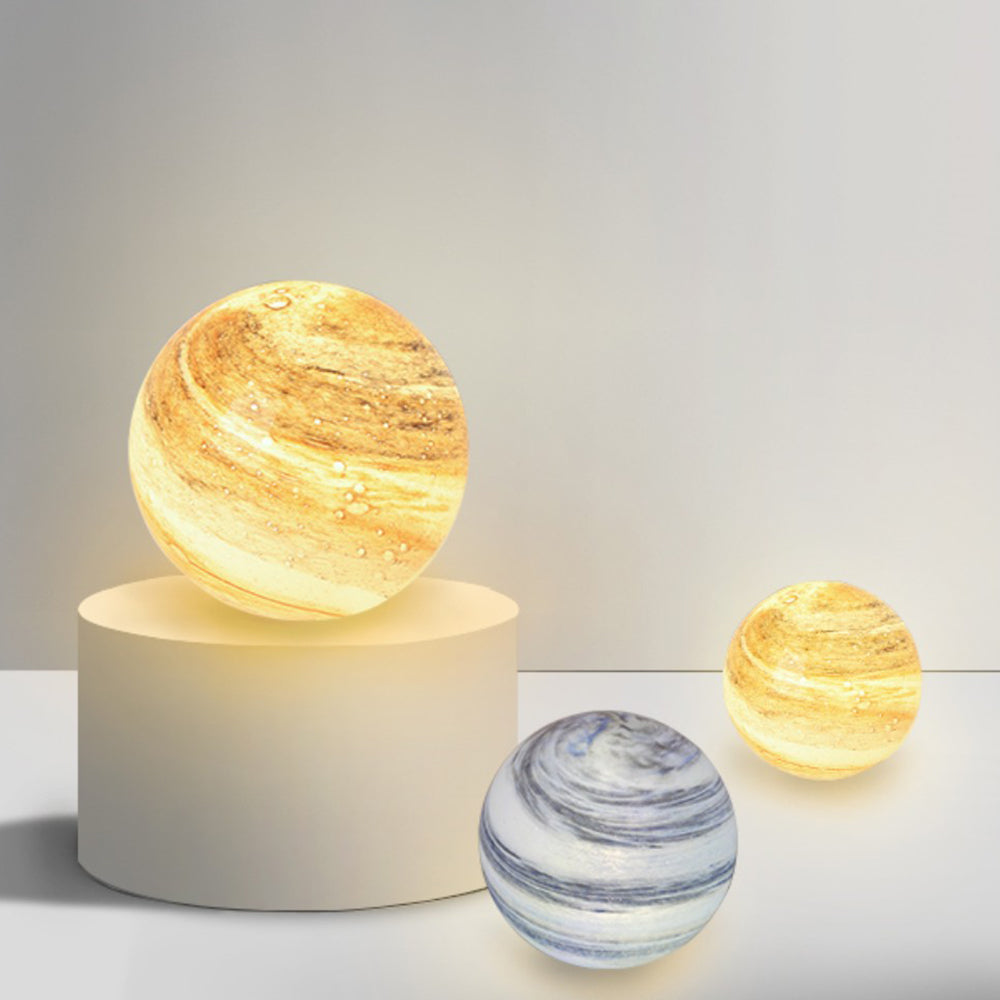 Ray Decorative Solar Acrylic Planet Outdoor Ground Light, Milk Curry/Blue