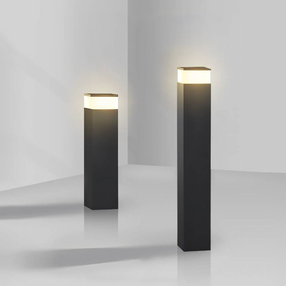 Ray Modern Metal Rectangular Outdoor Path Light, Black