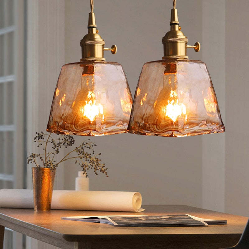 Valentina Industrial Pendant Light Glass&Brass