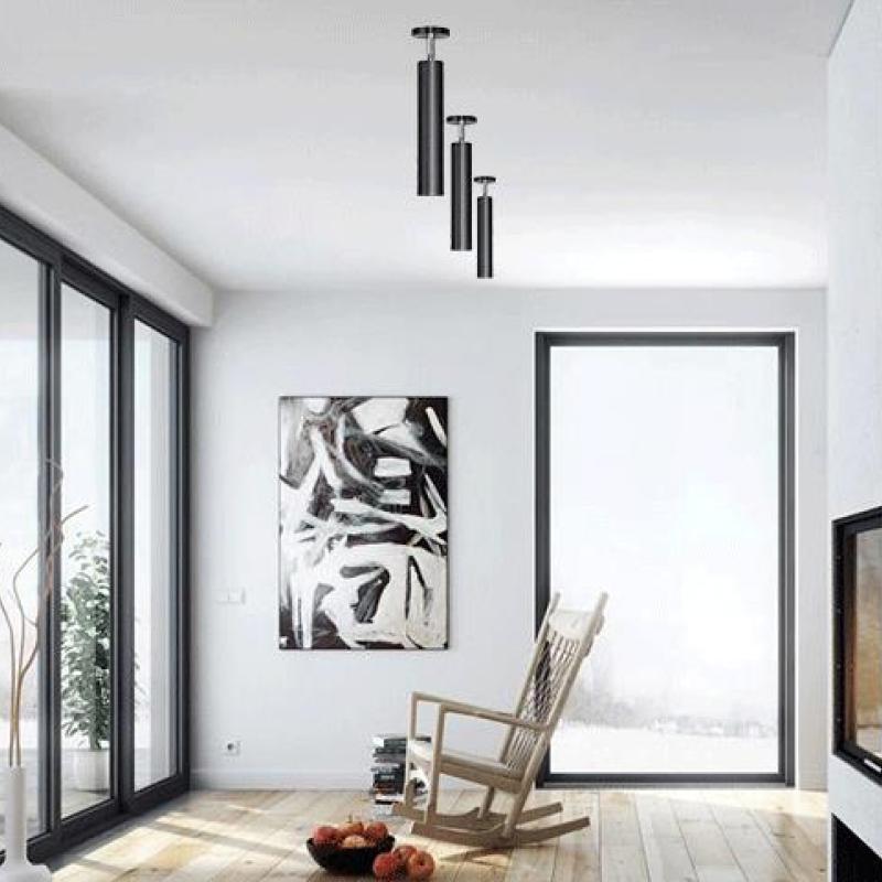 Aria Modern Long Tube Spotlight, Metal, Black/White