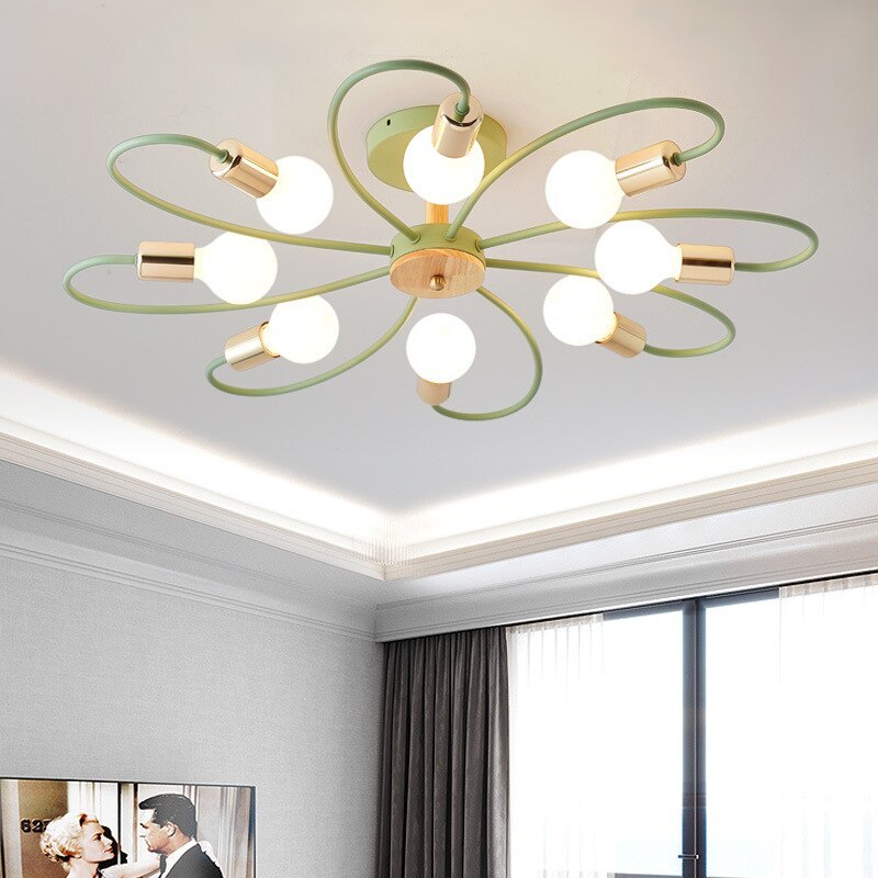 Arisha Elegant Metal/Glass Flush Mount Ceiling Light, Grey/Green