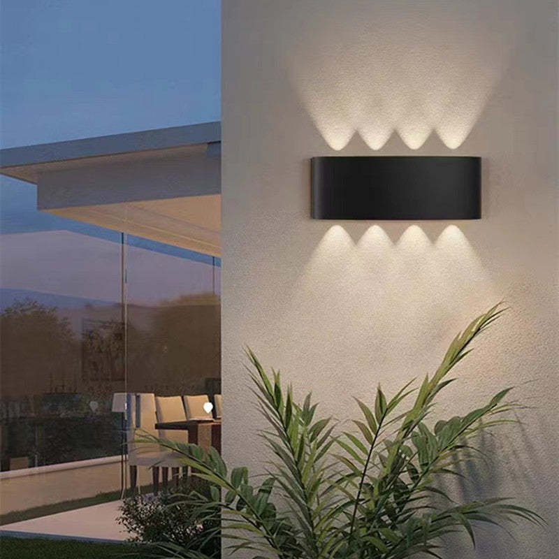 Ray Modern Rectangular Metal Outdoor Wall Lamp, Black/White, Water-wave
