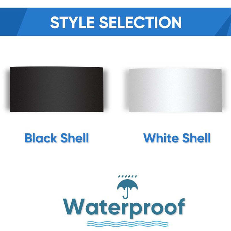 Ray Modern Rectangular Metal Outdoor Wall Lamp, Black/White, Water-wave