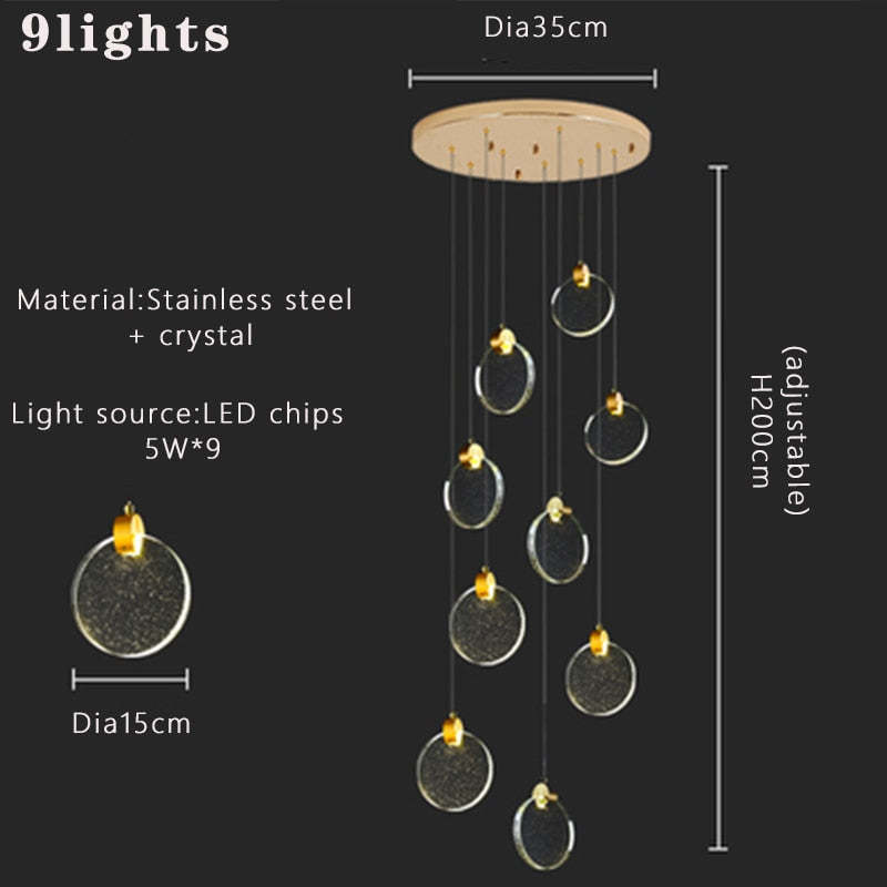 Kristy Luxury Circular Ripple Round Crystal Golden Chandelier