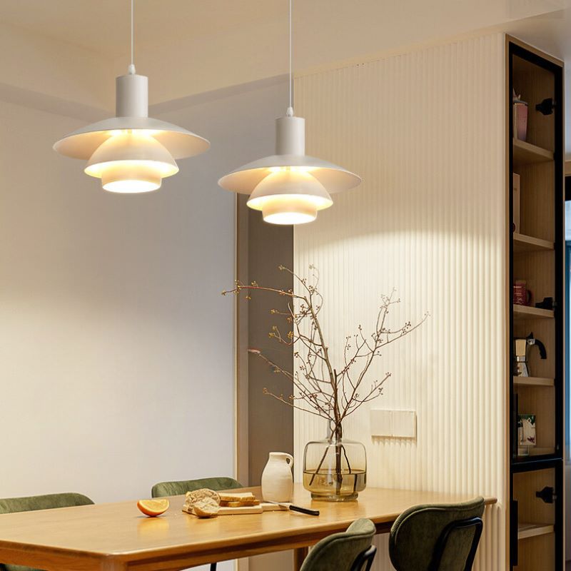 Valentina Modern LED Pendant Light White Wood Metal Bedroom