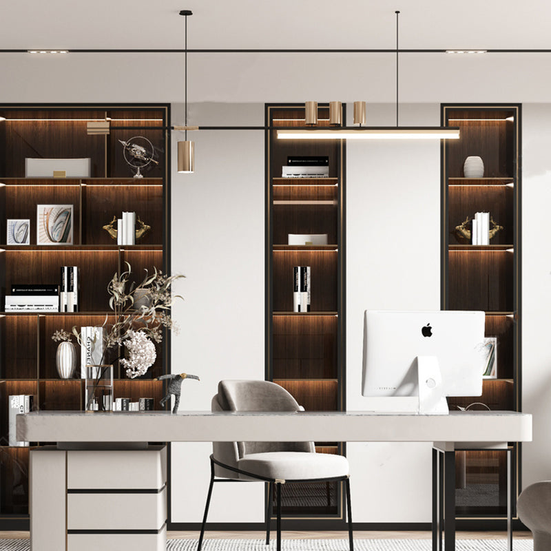 Arisha Modern Minimalist Liner Pendant Light, Gold/Black 5 Head