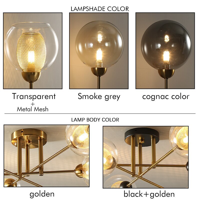 Valentina Industrial Glass Globe Chandelier LED, 6 Style