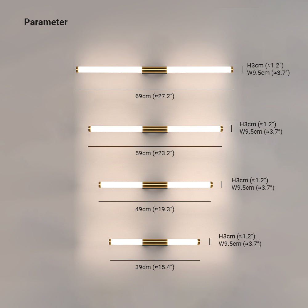Arisha Modern Linear Cooper White Mirror Front Wall Lamp