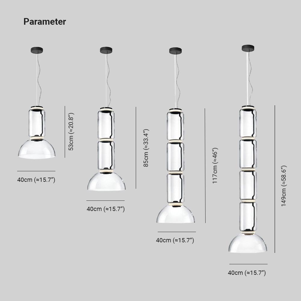 Valentina Minimalist Combination Glass Pendant Light, Clear