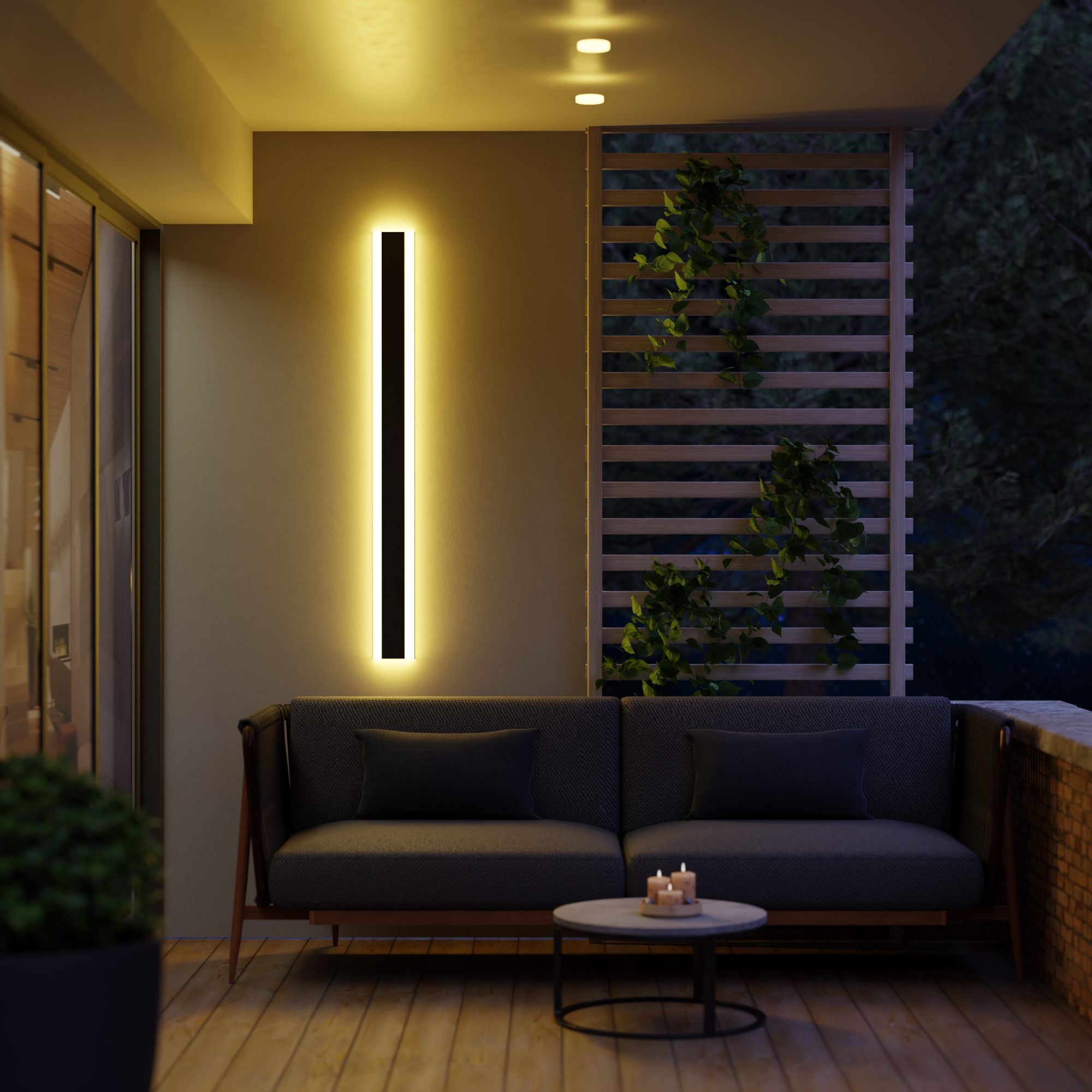 Ray Minimalist linear Metal Outdoor Wall Lamp, Black
