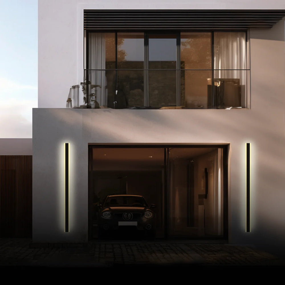 Ray Minimalist linear Metal Outdoor Wall Lamp, Black