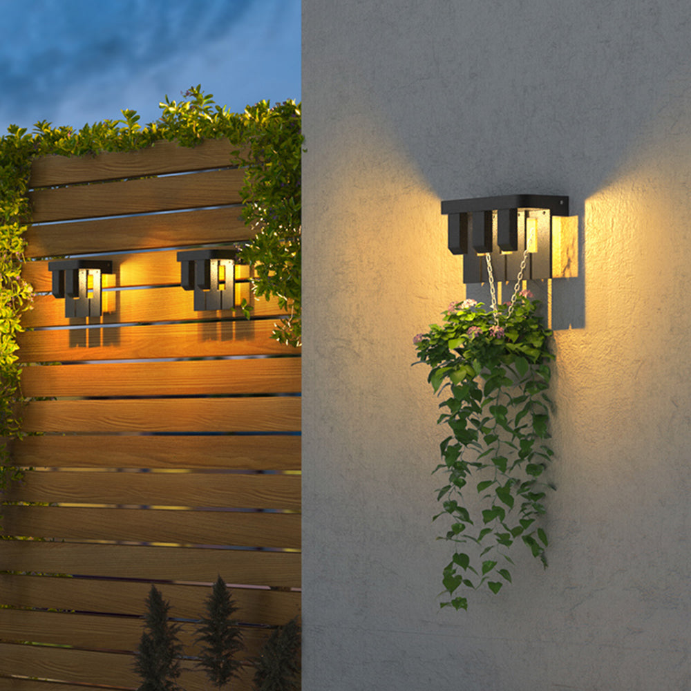 Ray Modern Minimallist Metal Solar Outdoor Garden/Yard Wall Lamp, Black