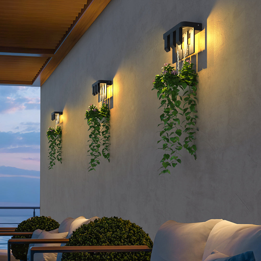 Ray Modern Minimallist Metal Solar Outdoor Garden/Yard Wall Lamp, Black