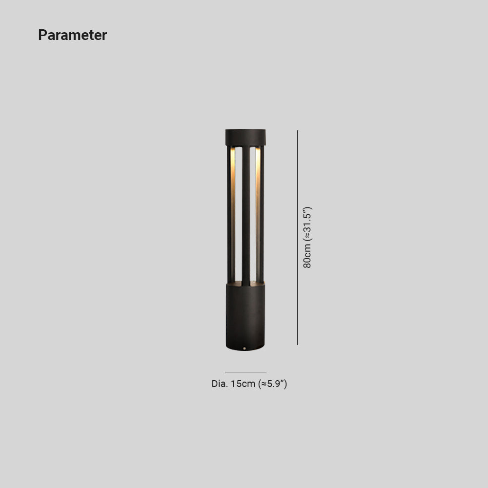 Ray Modern Cylindrical Hollow Outdoor Path Light, Black