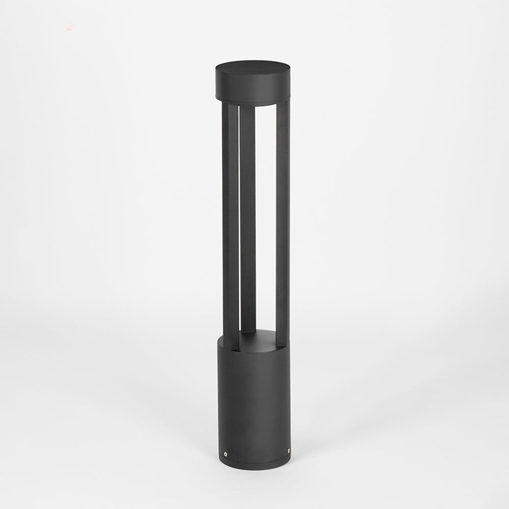 Ray Modern Cylindrical Hollow Outdoor Path Light, Black