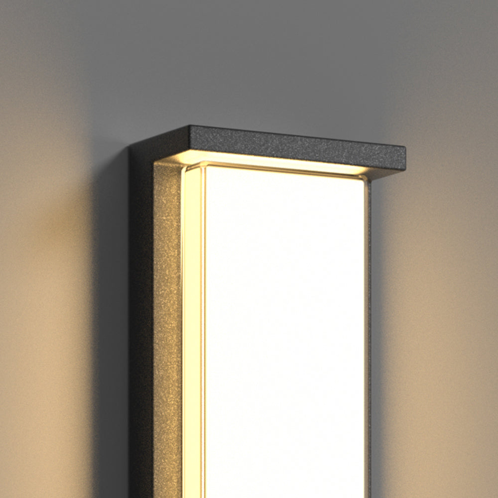 Ray Modern Minimalist Rectangular Metal Outdoor Wall Lamp, Black