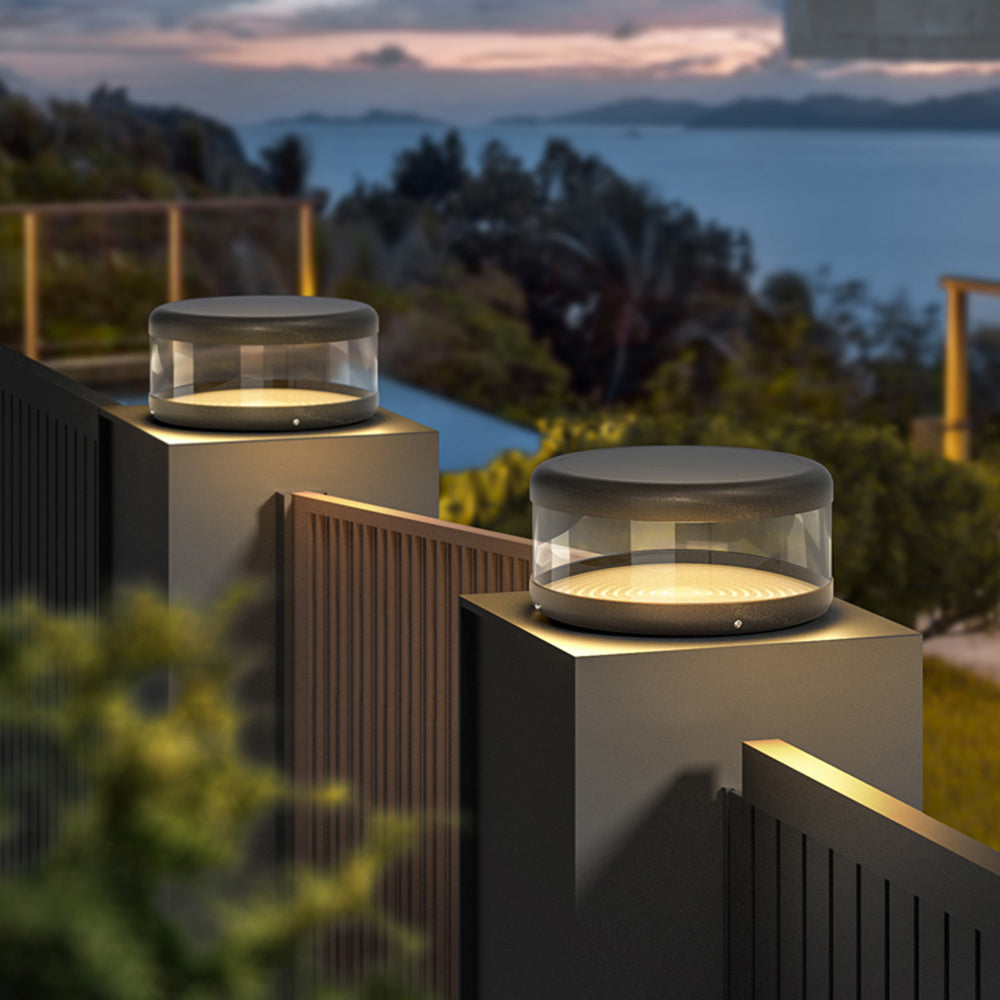 Ray Modern Cylinder Metal Solar Lamp Outdoor, Warm Light