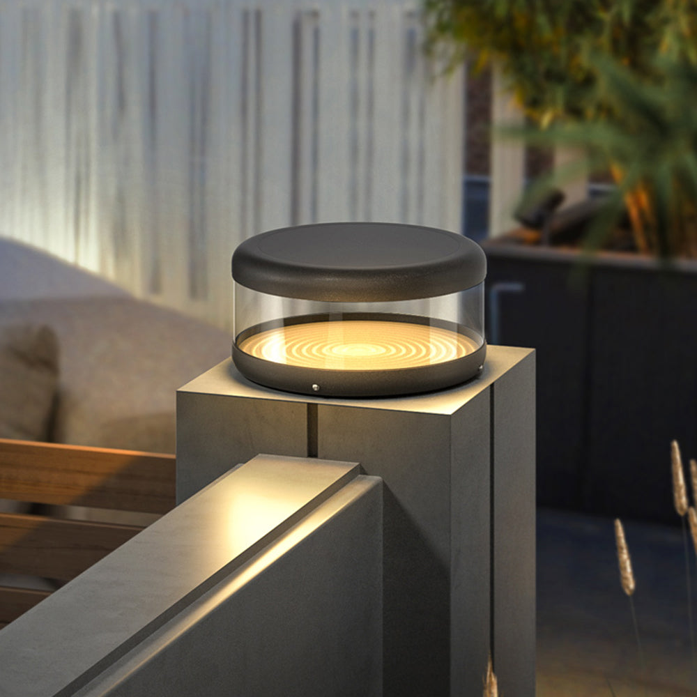 Ray Modern Cylinder Metal Solar Lamp Outdoor, Warm Light
