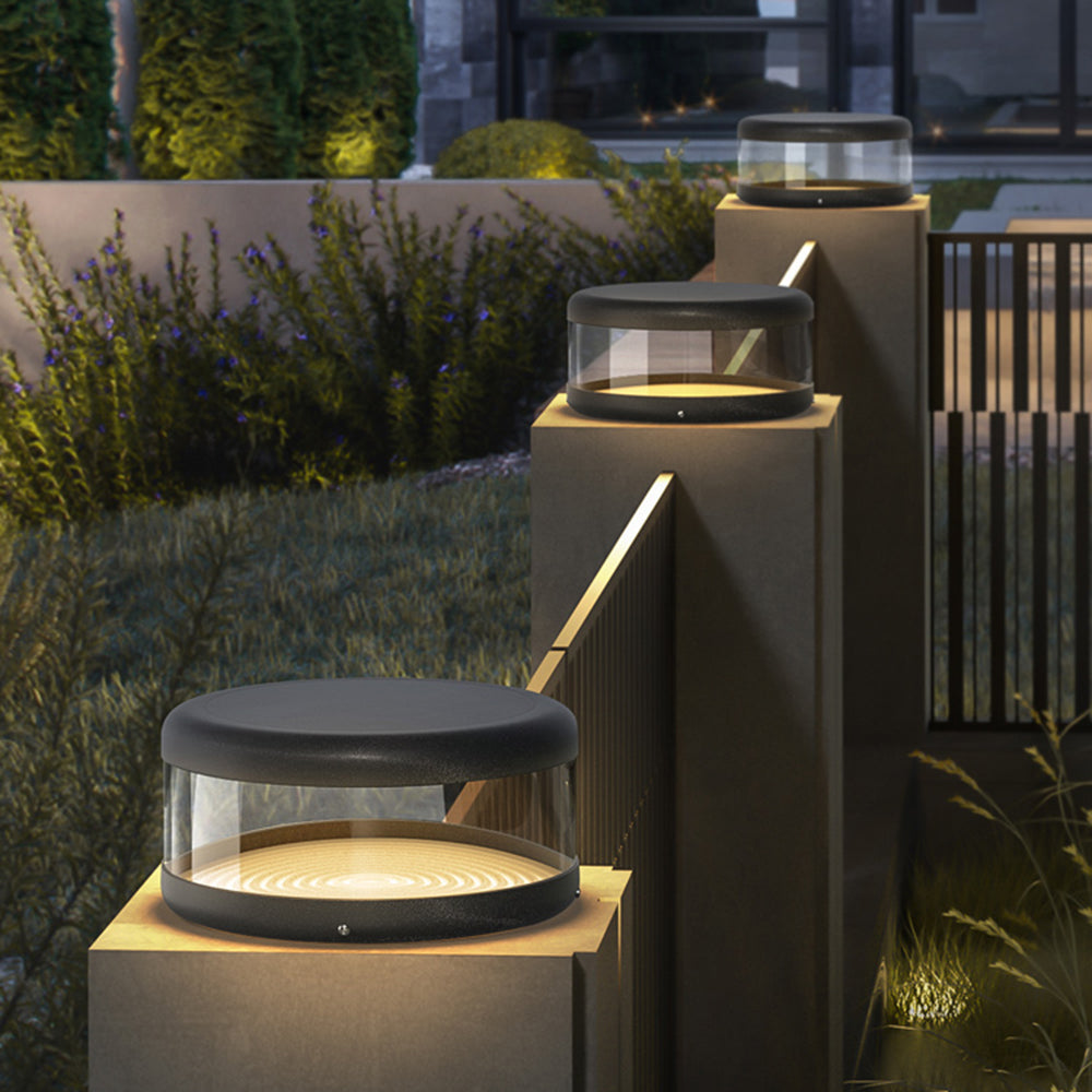 Ray Modern Cylinder Metal Solar Lamp Outdoor, Warm Light