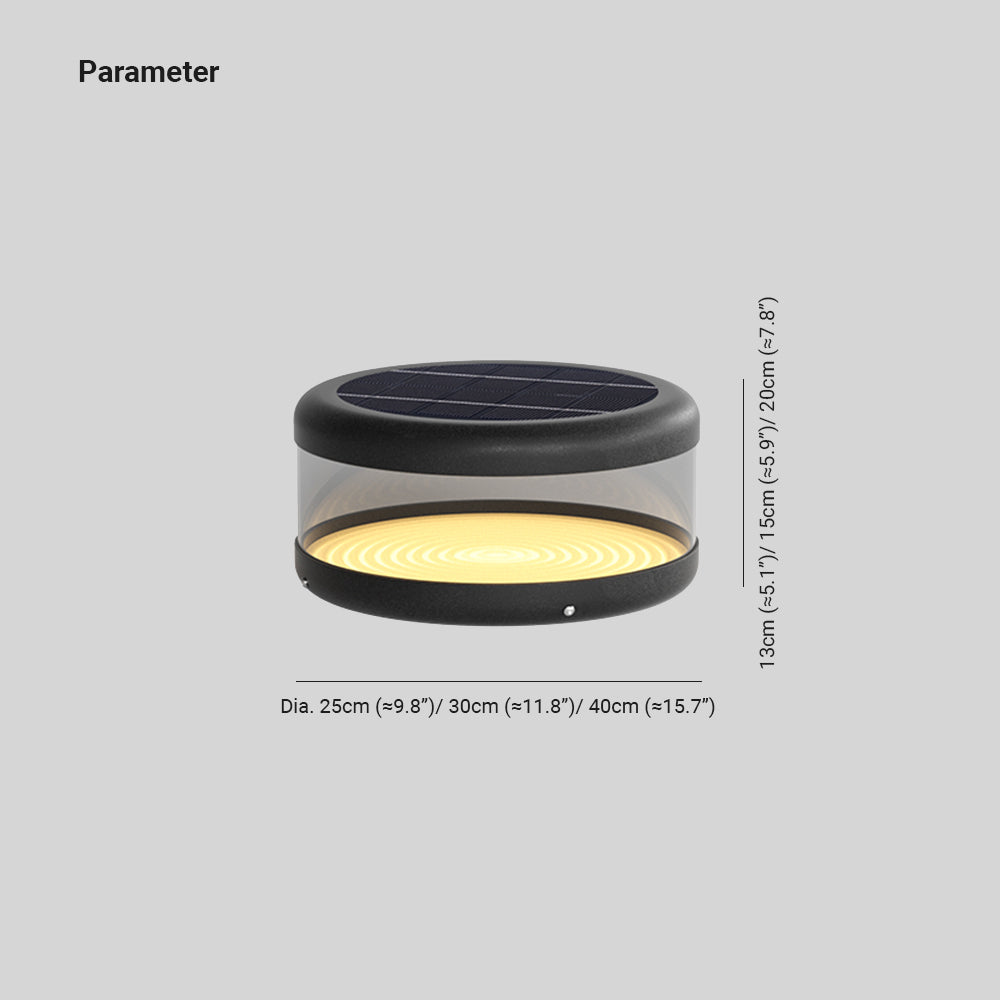 Ray Modern Cylinder Metal Solar Lamp Outdoor, Warm Light