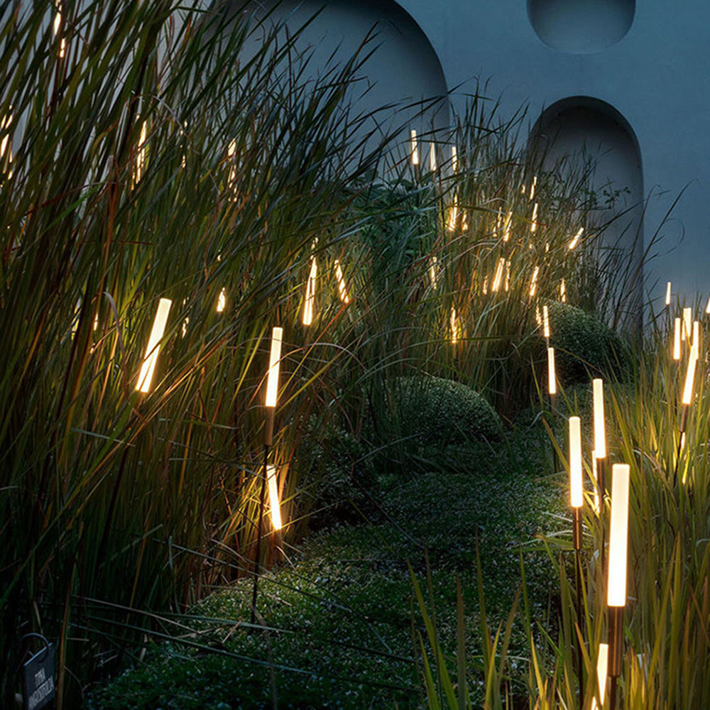 Ray Modern Metal Reed Solar Outdoor Black Post Light