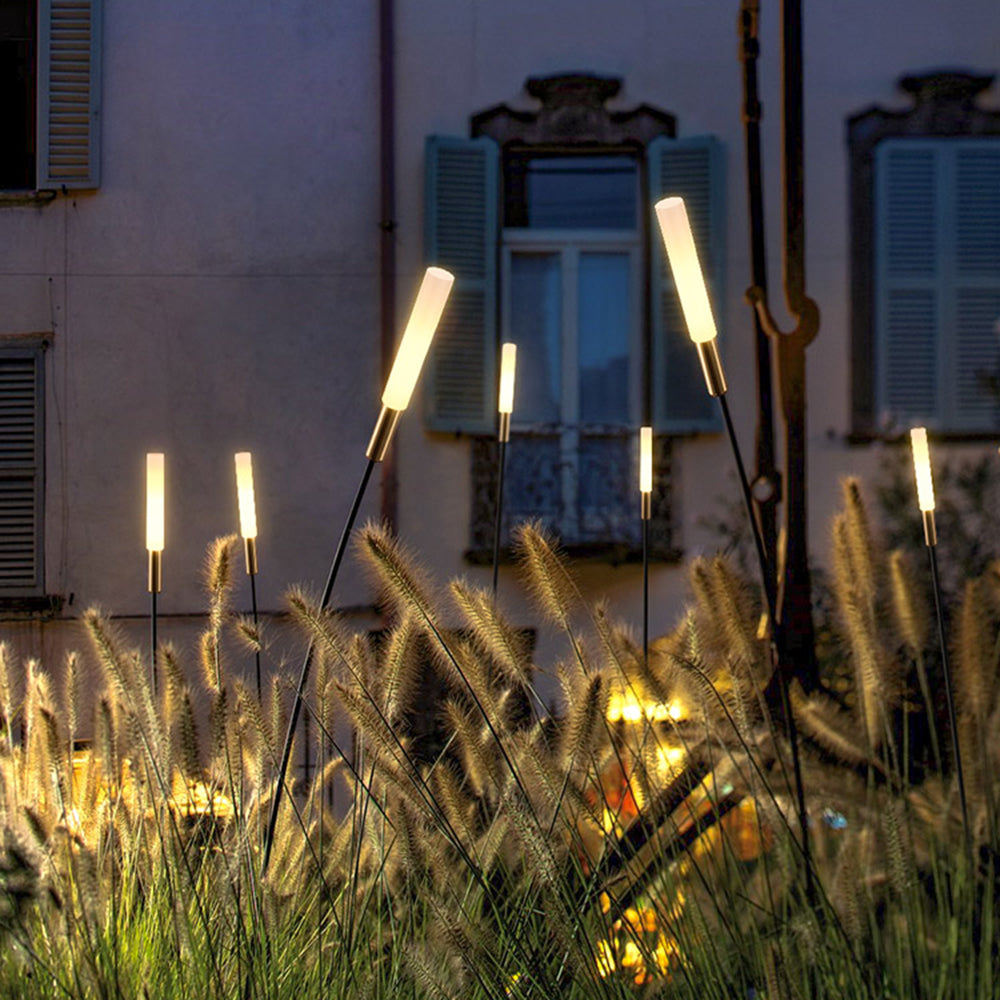 Ray Modern Metal Reed Solar Outdoor Black Post Light