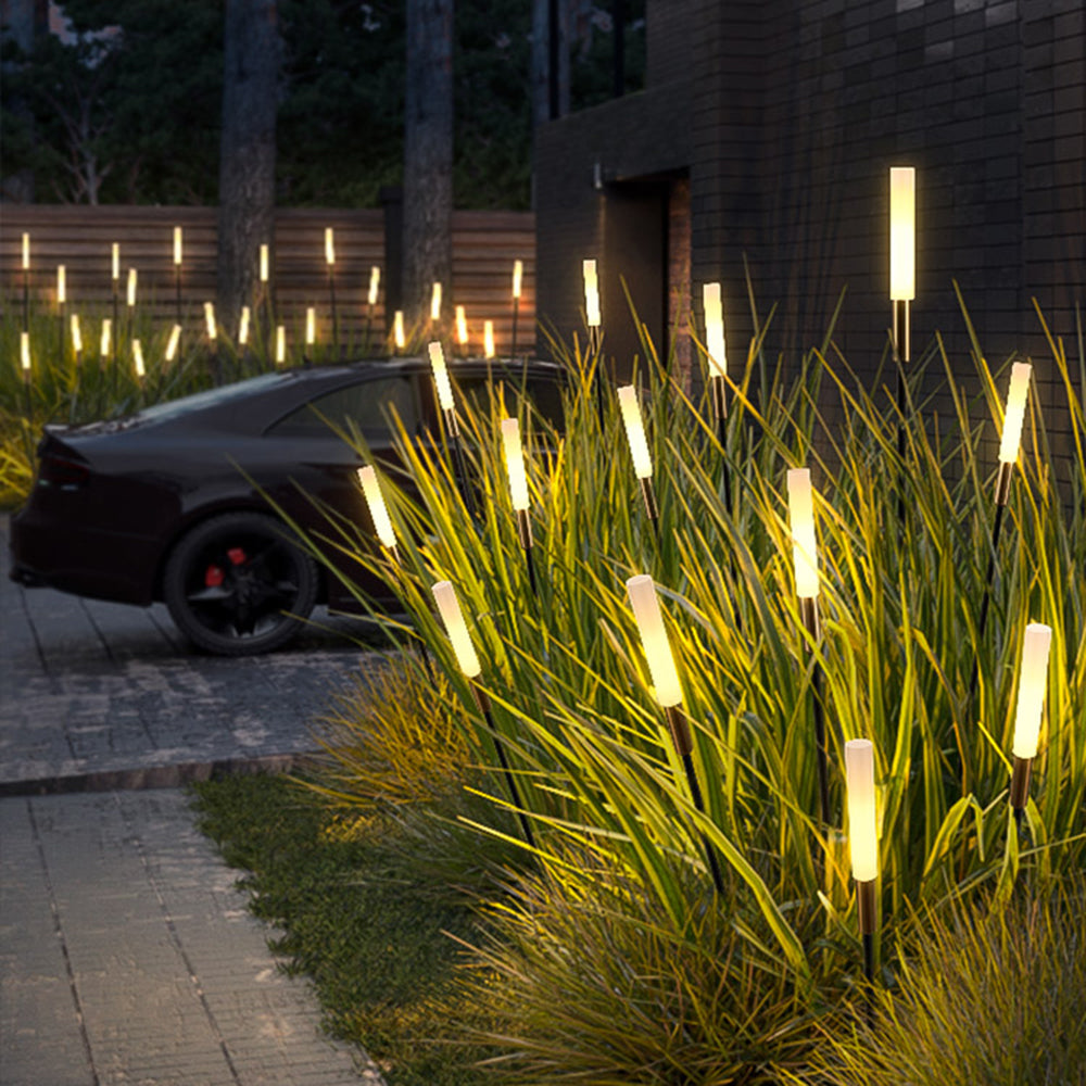 Ray Modern Metal Reed Solar Outdoor Black Post Light